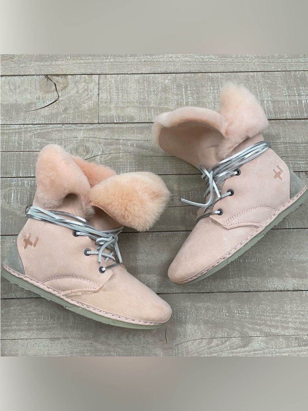 OTZ Troop Weather Shirring Lace Up Boots In Powder Pink